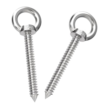 Stainless Steel Eye Hooks, Self-Tapping Screws for Hammocks KIBBEH - color: 5-Inch M10