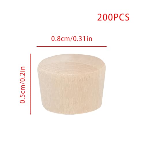 200 Pcs 3/16 Inch（8mm） Wood Plugs Wooden Hole Plugs Screw Hole Plugs Wooden Button Plugs Hole for Locking Hole Tube Furniture（3/16 Inch） - size: 3/16 Inch（8mm）