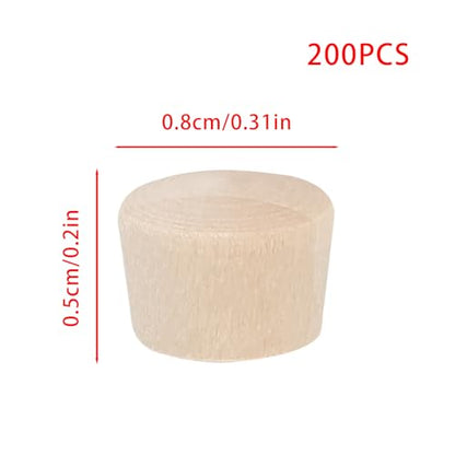 200 Pcs 3/16 Inch（8mm） Wood Plugs Wooden Hole Plugs Screw Hole Plugs Wooden Button Plugs Hole for Locking Hole Tube Furniture（3/16 Inch） - size: 3/16 Inch（8mm）
