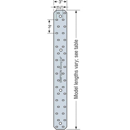 Simpson Strong-Tie MSTC28 MSTC 28-1/4 in. 16-Gauge Galvanized Medium Strap (Pack of 10)