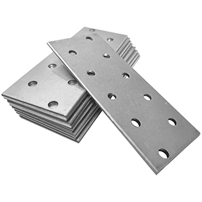 10 Pack Flat Joining Nail Plates (3.94" x 1.57" x 0.08") Connecting Perforated Metal Brace Bracket Timber Wood Fixing Galvanised Steel Repair Connector - size: 3.94" x 1.57"