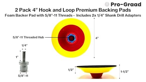 2 Pack 4" Premium Hook & Loop Backing, Foam Backer Pad, 5/8-11 - style: 4"