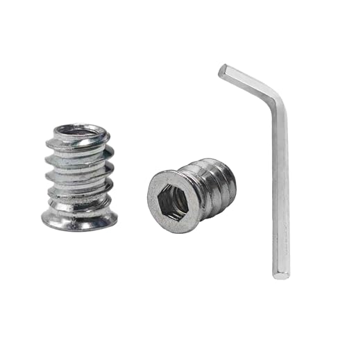 40PCS 1/4-20 x 15mm Threaded Inserts for Wood, Hex Socket Drive Metal Nut Fasteners with Hex Wrench for Furniture Assembly - size: 1/4-20 x 15mm