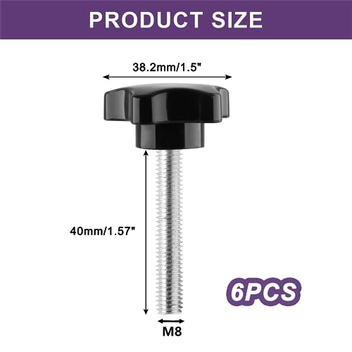 M8 x 40mm Thread Star Knobs, 6 Pieces - size: M8 x 40mm (6 pcs), style: Star Handle