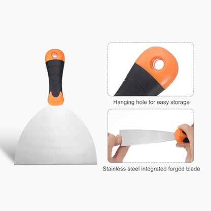 uxcell Putty Knife 6" Stainless Steel Paint Scraper Flexible Drywall Repair Mud Knives for Removing Cement Wallpaper Mud Adhesive Taping - size: 6"
