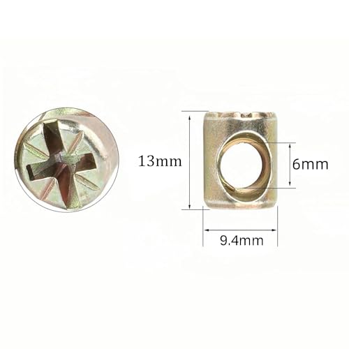 NACX M6 x 13mm Cross Barrel Nuts Cross Dowel Slotted Nuts, 20Pcs
