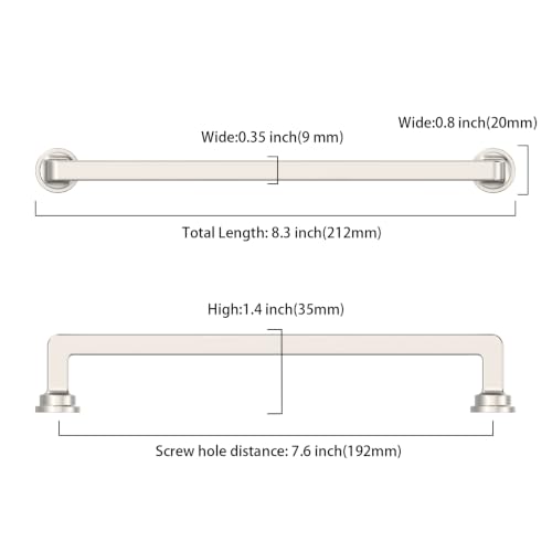 10 Pack 7.5 Inch Brushed Nickel Cabinet Pulls, Kitchen Hardware - color: Brushed Satin Nickel, size: 7.5" Hole Center