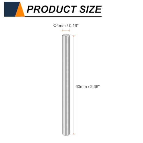 HARFINGTON 15pcs Dowel Pins M4(4mm) x 60mm 304 Stainless Steel Cylindrical Shelf Support Peg Pin Rod Fasten Elements for Metal Devices Wood Furniture DIY Installation, Silver - size: M4 x 60mm
