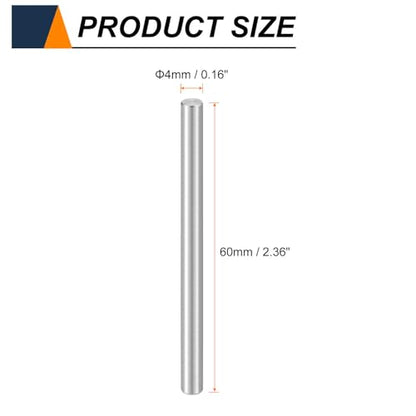 HARFINGTON 15pcs Dowel Pins M4(4mm) x 60mm 304 Stainless Steel Cylindrical Shelf Support Peg Pin Rod Fasten Elements for Metal Devices Wood Furniture DIY Installation, Silver - size: M4 x 60mm