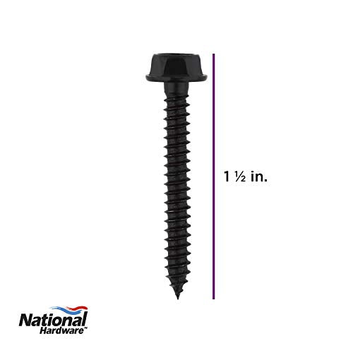National Hardware Hex Head Screws, #10 x 1-1/2", 16-Pack, Black