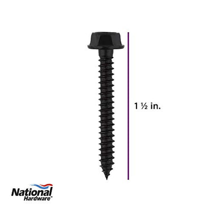 National Hardware Hex Head Screws, #10 x 1-1/2", 16-Pack, Black