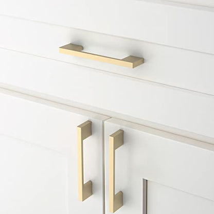 Amerdeco 10 Pack Brushed Brass Cabinet Pulls 3-3/4 Inch(96MM) Hole Centers Kitchen Cabinet Handles Cabinet Hardware Kitchen Handles for Cabinets Cupboard Handles Drawer Pulls ZH0006-2008… - color: Brushed Brass, size: 3.75" hole center