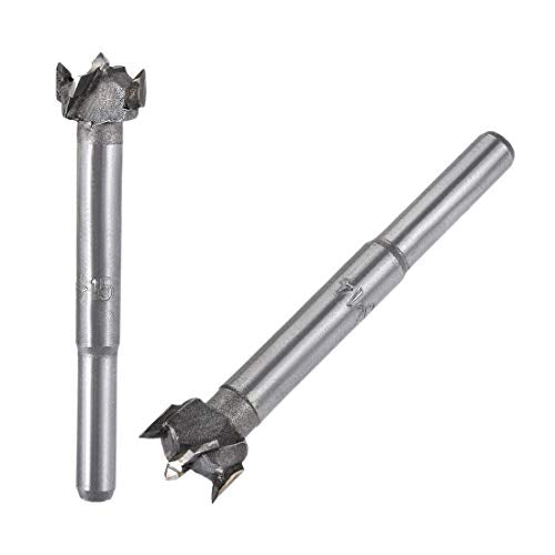 uxcell Forstner Wood Boring Drill Bits 14mm 15mm Dia. Hole Saw Carbide Alloy Steel Tip Round Shank Cutting for Hinge Plywood Wood Tool 2in1 Set - size: 14mm, 15mm