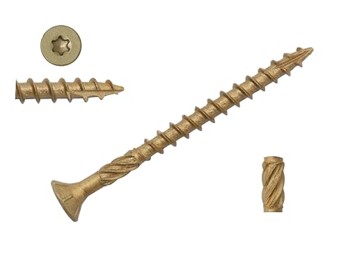 LBY 50pcs Deck Screws, # 10 × 2-1/2'' Heavy-Duty Outdoor Wood Screws, Alloy Steel, Galvanized & Rust-Resistant with Road Rust Treasure Technology, Star Bit, (Golden) - size: # 10 × 2-1/2''