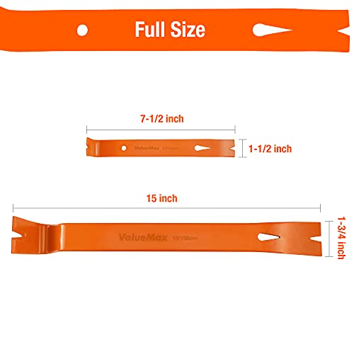 ValueMax 2PCS Flat Pry Bar Set, 7.5” Mini Pry Bar, 15” Heavy Duty Claw Bar