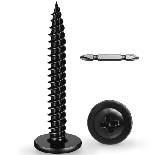 #8 x 1-1/2 Inch Wood Screws Phillips Modified Truss Head Stainelss Steel 410 Self Tapping Metal Screws,Black Zinc Plated(2Ib,270Pcs) - color: Black 2lb Box, size: 8 x 1-1/2"