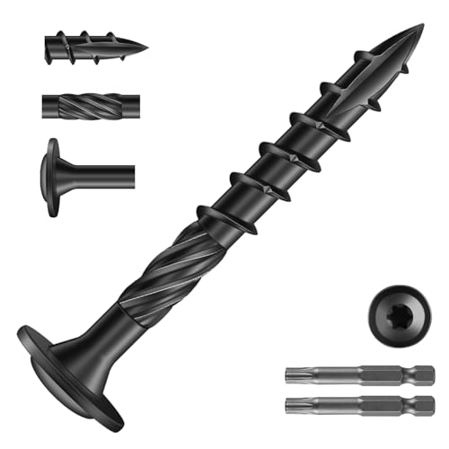 #14 x 2 Inch Lag Screws (124Pcs) 2lb. Structural Wood Screw, Black, Carbon Steel, Washer Head, Rust Resistant epoxy Coated, T30 Torx Bit - color: Black, size: #14 x 2"