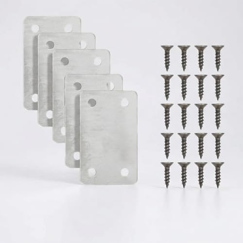Stainless Steel Flat Corner Brackets, 5 Pack Furniture Repair Plates with Screws, Heavy Duty Straight Brace Connectors for Table, Chair, Shelf & Wood Joints