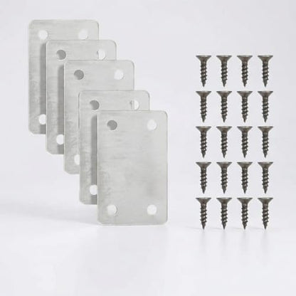 Stainless Steel Flat Corner Brackets, 5 Pack Furniture Repair Plates with Screws, Heavy Duty Straight Brace Connectors for Table, Chair, Shelf & Wood Joints