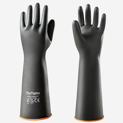 ThxToms Chemical Resistant Gloves, 28 Mil Heavy Duty Latex, 18 Inch, 1 Pair - color: 18"