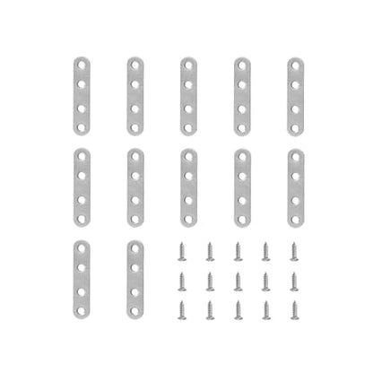 12 Pcs Straight Brace, Flat Straight Bracket with Screws - color: Silver