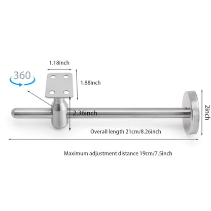 Stainless Steel Handrail Bracket Wall Adjustable,Extended Flat Stair Handrail Bracket,Adjustable Staircase Handrail Bracket,w/Base Flange Cover 2 Pcs
