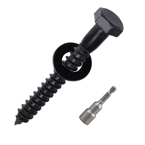 20-Sets 1/4 x 2 Black Hex Head Lag Screws & Flat Washers, Heavy Duty Wood Lag Screws, 304 Stainless Steel (18-8), 1/4" Bolt - size: 1/4 x 2