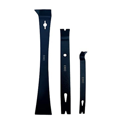 EXXO Tools Pry Bar Scraper Set - 3 Piece Pry Bar Set 5-1/2" Flat Pry bar 7-1/2" Flat Bar 9-1/2" Trim Pry Tool Scraper Tool Nail Puller Tool Tack Puller 3 Pc Utility Tool Set Trim Removal Tool