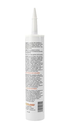 Rutland High Heat Latex Sealant 800F, Seal It Right High Temp RTV Sealant and Fire Caulk for Chimney, Fireplace, and Wood Stove Pipe Repair - Flexible Heat Resistant Substitute for RTV Silicone