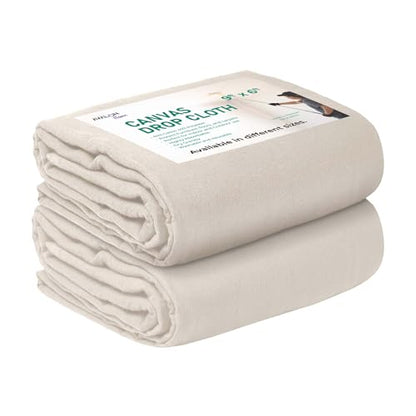 Canvas Drop Cloth for Painting 9x6 feet Pack of 2-8oz Painters Drop Cloths for Painting - All Purpose Canvas Tarps for Floor & Furniture Protection - Recycled Cotton Fabric - size: 9x6 Ft - 2 pc