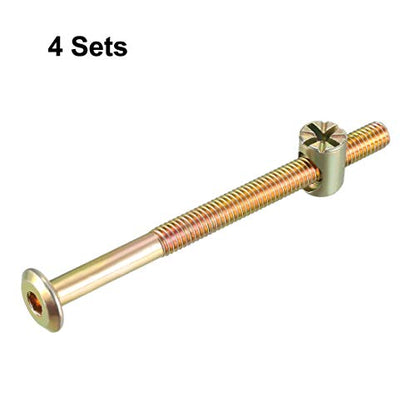 uxcell M6x80mm Furniture Bolt Nut Set Hex Socket Screw 58mm Thread L 4 Sets - size: 80mm