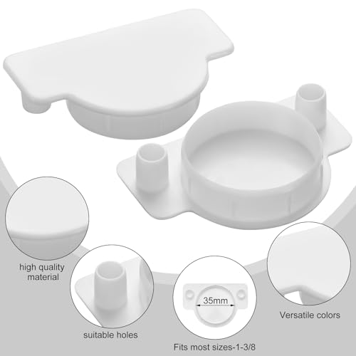 Nuanchu 10 Pcs Cabinet Hinge Hole Plugs 1-3/8" White Door Hinge Cover Plug