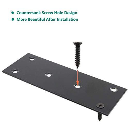 4 PC Flat Straight Brace Brackets,ULIFESTAR Stainless Steel Mending Bracket Plate Metal Shelf Support Fixing Joining Plate for Furniture,Wood,Shelves,Cabinet with Screws Black(50x100mm/2x3.94'') - size: 50 x 100 x 2 mm