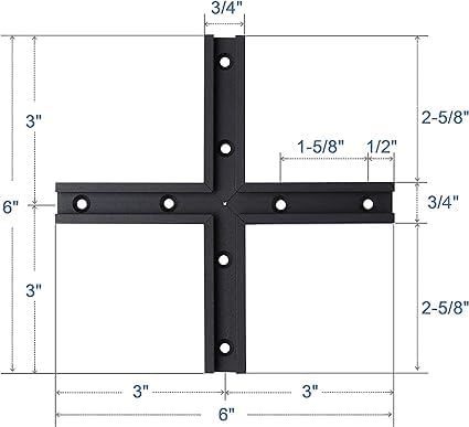 Aluminum T-Track 3" Intersection Kit with Predrilled Mounting Holes 4 PK - style: T-Track Intersection Kit 4pk
