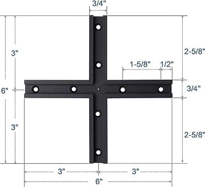 Aluminum T-Track 3" Intersection Kit with Predrilled Mounting Holes 4 PK - style: T-Track Intersection Kit 4pk