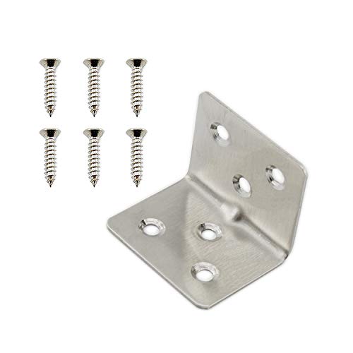 Heavy Duty Stainless Steel Corner Braces L Shape Brackets,ULIFESTAR 90 Degree Joint Right Angle Bracket Fastener for Wood Shelves Dressers Chairs with Screws 8 Pack (6 Holes 38 x 30mm/1.5 x 1.2'') - size: 6 Holes 38 x 30mm/1.5 x 1.2''