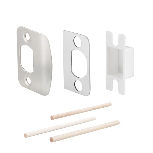 Standard Door Strike Plate with Spacer Shim, Universal Striker - color: Satin Nickel, size: 1 Pack