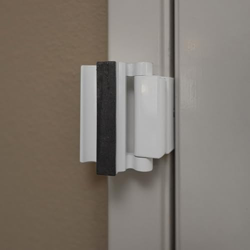 Prime-Line U 114702 New and Improved Door Reinforcement Lock with Integral Pull – Add Extra, High Security to Your Home and Prevent Unauthorized Entry – 3 in. Stop, Solid Brass, White (Single Pack) - color: White