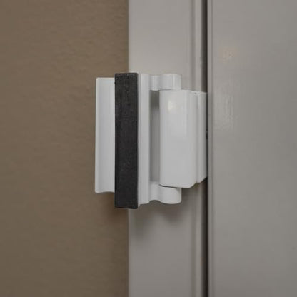 Prime-Line U 114702 New and Improved Door Reinforcement Lock with Integral Pull – Add Extra, High Security to Your Home and Prevent Unauthorized Entry – 3 in. Stop, Solid Brass, White (Single Pack) - color: White