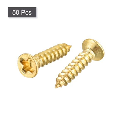 uxcell Brass Wood Screws, M2x12mm Phillips Flat Head Self Tapping Connector for Door Hinges, Wooden Furniture, Home Appliances 50Pcs - size: M2x12mm