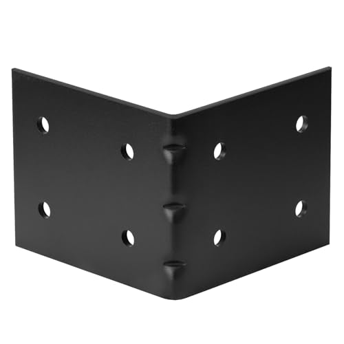 4 PCS Black L Bracket for Wood, Heavy Duty 1/8" Thick, 6"x6"x5" - size: 6"x6"x5"