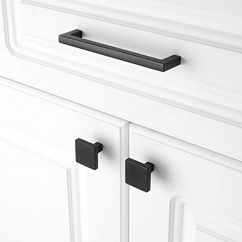 KOOFIZO 10 Pack Matte Black Cabinet Knobs Square Single Hole Pulls K03 - color: Black, size: Knob 1 - 10Pcs