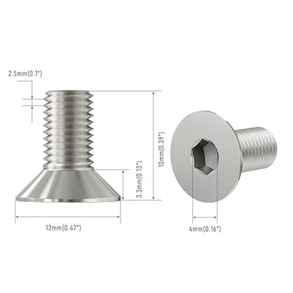 10 Pcs M6x10mm Flat Head Socket Cap Screws,Allen Hex Drive Type, 304 Stainless Steel countersunk Bolt, Full Threaded - size: M6x10mm /10 Pcs