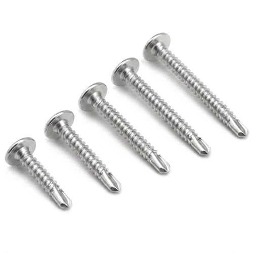 #10 x 1-1/4 (200 Pack) Sheet Metal Screws, 410 Stainless Steel Truss Head Self-Tapping Screws for Metal, Plastic & Wood, Phillips Drive, High Strength Self Drilling Screws - size: #10 x 1-1/4