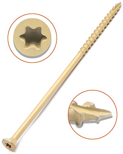 Deck Screws, Exterior Wood Screws #10 x 5 Inch 50 Pcs, Carbon Steel Star Drive and Coarse Threads, Anti-Corrosion, Tan Coated Screws for Decks, Fences and Other Outdoor Use | by IMSCREWS - size: #10 x 5"