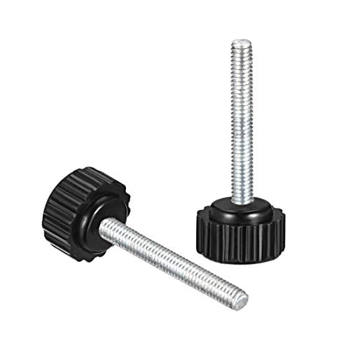 uxcell 12pcs Knurled Clamping Knobs M4 x 30mm Metric Zinc Plated Carbon Steel Male Thread Thumb Screw on Type 16mm Plastic Round Head Threaded Hand Bolt Stud Knobs Black - size: M4 x 30mm x 16mm