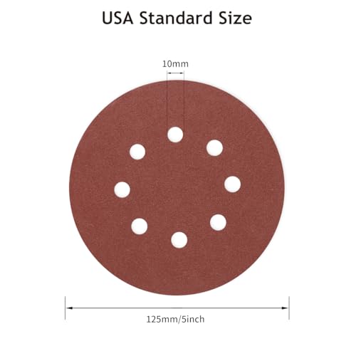 50 PCS 120 Grit 5 Inch 8 Hole Sanding Discs