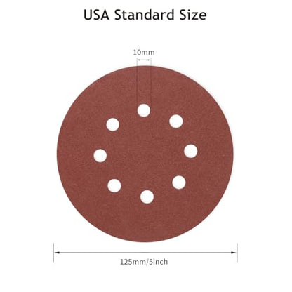50 PCS 120 Grit 5 Inch 8 Hole Sanding Discs