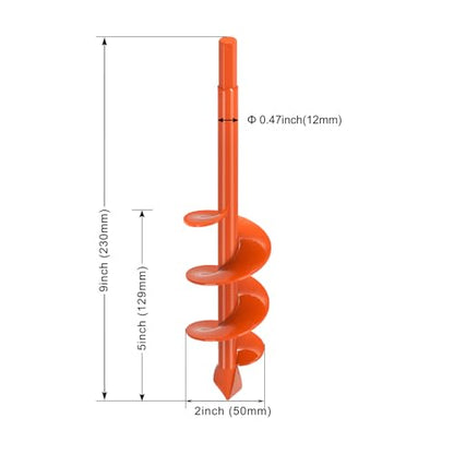 Insaga Auger Drill Bit for Planting 2 x 9'', Spiral Garden Auger Post Hole Digger, Drill Augers Earth for Digging Holes fits 3/8'' Hex Drive Drill, Perfect for Planting Bulbs and Potted Plants - size: 2x9''