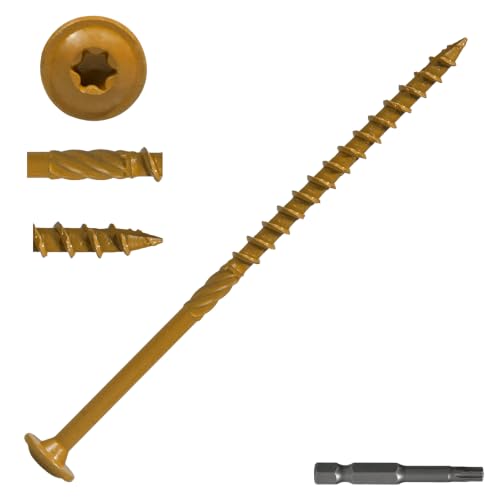 #14 x 5 Structural Lag Wood Screws, Heavy Duty Timber Deck Screws, 50 PCS - color: Yellow, size: #14 x 5"